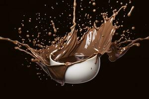 AI generated splash of chocolate or Cocoa. Generative AI photo