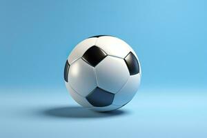 AI generated soccer ball on light blue background. Generative AI photo