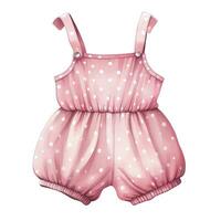 AI generated Pink baby girl romper in watercolors on a white background. AI Generated photo