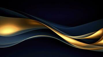 AI generated Gold and navy blue waves abstract. AI Generated. photo