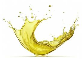 AI generated Olive or engine oil splash, cosmetic serum liquid isolated on white background. Generative AI photo