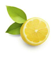 AI generated Lemon with leaf isolated on white background. AI Generated photo