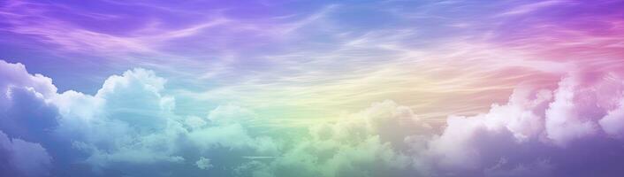 AI generated Rainbow sky with fluffy clouds. Multicolored toned sky. AI Generated. photo