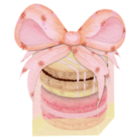 Strawberry flavored macarons in a clear box png