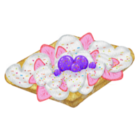 waffle topping strawberry, grape and sprinkle with chocolate rainbow rice png