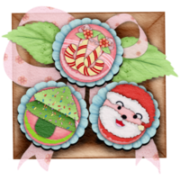Christmas themed macarons in a box png