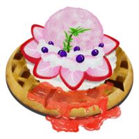 Strawberry and Blueberry Ice Cream Waffles png