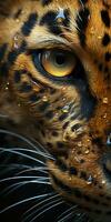 AI generated Leopard macro photography. AI Generated photo