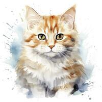 AI generated Watercolor cat clip art on white background. AI Generated photo