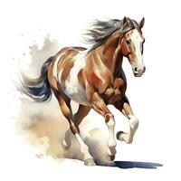 AI generated Horse running in watercolor design. AI Generated photo