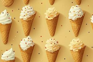 AI generated Incorporate a variety of waffle cones with different ice cream flavors. AI Generated photo