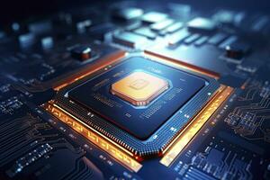 AI generated Futuristic central processor unit. Powerful Quantum CPU motherboard. AI Generated photo