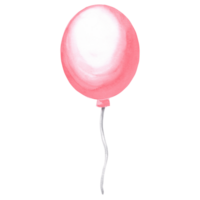 Watercolor illustration of pink balloon. Template of festive accessories for birthday and kids party decoration isolated. Hand drawn clipart for invitation, card, wedding holiday background, stickers. png