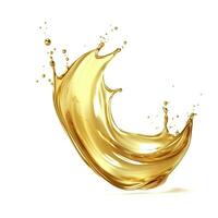 AI generated Golden Oil or Cosmetic essence splash isolated on white background, 3d illustration. AI Generated photo