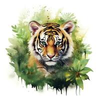 AI generated Watercolor Tiger for kids. AI Generated photo