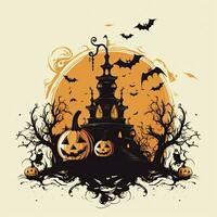 AI generated Halloween design with pumpkins. AI Generated photo