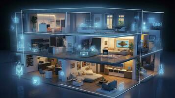 AI generated A Glimpse into the Connected Smart Home of Tomorrow. AI Generated photo