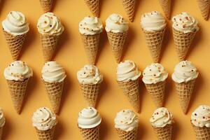 AI generated Incorporate a variety of waffle cones with different ice cream flavors. AI Generated photo