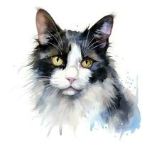 ai generado acuarela gato acortar Arte en blanco antecedentes. ai generado foto