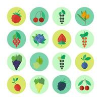 Berries set of circled icons in flat design vector