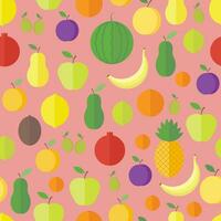 A bright seamless pattern with fruits in flat vector