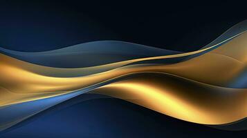 AI generated Gold and navy blue waves abstract. AI Generated. photo