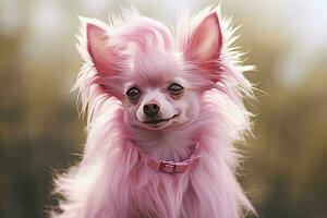 ai generado rosado de colores perro. ai generado foto