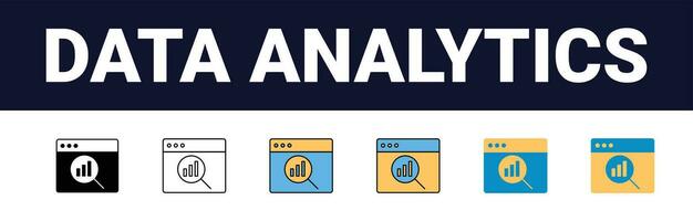 Precision Insights Streamlined Web Icons for Data Analysis, Statistics, and Analytics Minimalist Outline, black and color fill Collection in Vector Illustration. calculator, data, database,