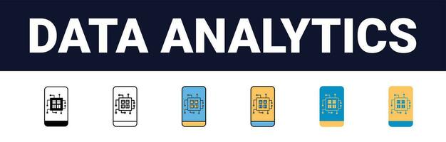 Precision Insights Streamlined Web Icons for Data Analysis, Statistics, and Analytics Minimalist Outline, black and color fill Collection in Vector Illustration. calculator, data, database,