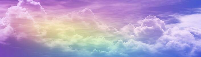 AI generated Rainbow sky with fluffy clouds. Multicolored toned sky. AI Generated. photo