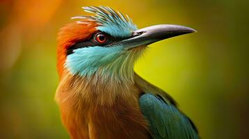 AI generated Turquoise Browed Motmot in vibrant colors. Generative AI photo