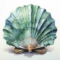 AI generated Watercolor Seashell clipart on white background. AI Generated photo