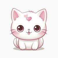 AI generated Cute Kawaii cat clipart icon white background. AI Generated photo