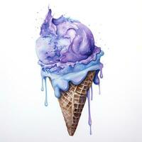 AI generated Watercolor ice cream in a waffle cone. AI Generated photo