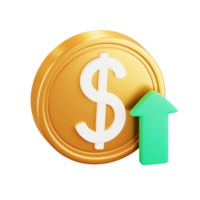 3d dollar munt pijl omhoog illustratie png