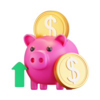 3D Piggy Bank Illustration png