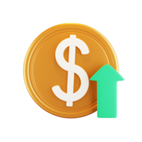 3d dollar munt pijl omhoog illustratie png