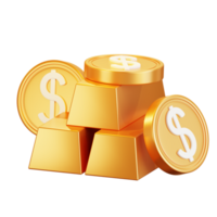 3d munten en goud Bedrijfsmiddel illustratie png