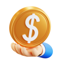 3d hand- Holding dollar munt illustratie png