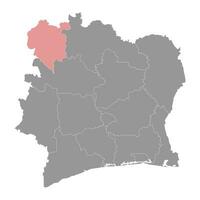 dengue distrito mapa, administrativo división de Marfil costa. vector ilustración.
