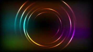 Shiny glowing colorful neon rings video animation
