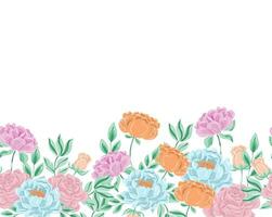 Hand Drawn Pastel Peony and Rose Flower Seamless Background vector