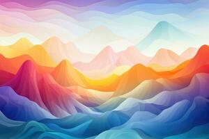 AI generated Abstract background with mountains. Vector illustration. Can be used for wallpaper, web page background, web banners, Enchanting mountain range with vibrant color gradient peaks photo