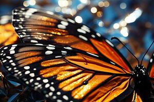 AI generated Close up of a beautiful monarch butterfly Danaus plexippus, AI Generated photo