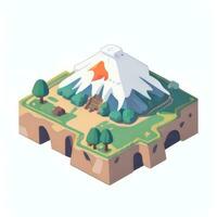 AI generated Isometric 3D Volcano on Island Icon Clip Art Sticker Decoration Simple Background photo