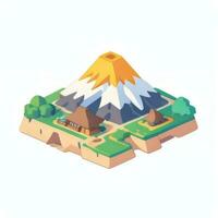 AI generated Isometric 3D Volcano on Island Icon Clip Art Sticker Decoration Simple Background photo