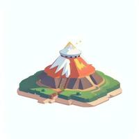 AI generated Isometric 3D Volcano on Island Icon Clip Art Sticker Decoration Simple Background photo