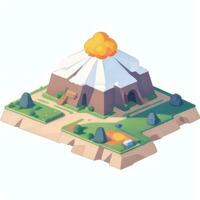 AI generated Isometric 3D Volcano on Island Icon Clip Art Sticker Decoration Simple Background photo