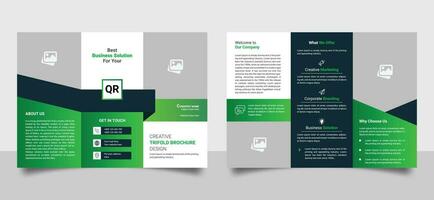 Modern trifold brochure design template in modern green abstruct style layout vector