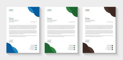 Professional business letterhead design set vector illustration template. Abtract colourful letterhead design template